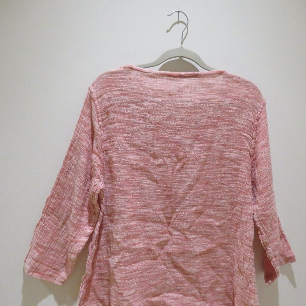 FLAX Linen Blend Textured Tunic Top in Light Red Lagenlook Flowy Comfy - Picture 10 of 14